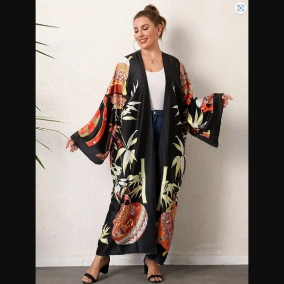 Kimono Style Robe Dress Long Boho Coverup NWT - Picture 1 of 4